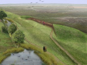 Artist impression of viewing point overlooking Atlantic marshes