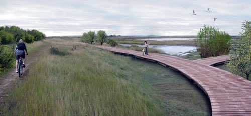 Artist impression of the boardwalk cycle and bridle access