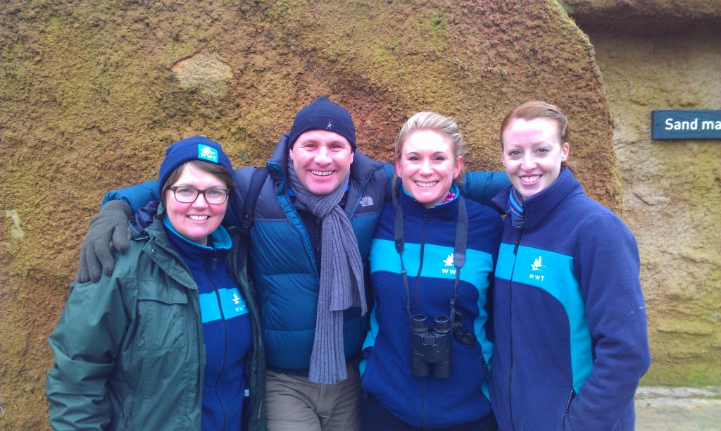 Mike and the WWT Arundel Team (L-R): Pat, Mike, Liv and Sam