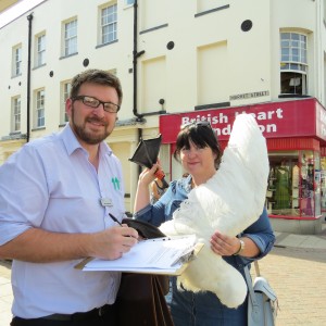 armed with a swans wing and a model foot, the people off Wisbech were asked what they knew about swans