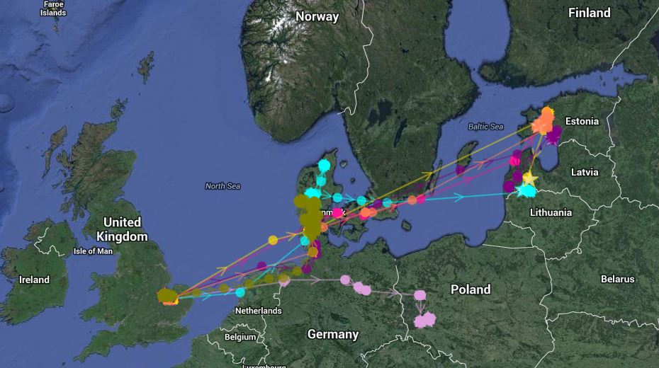 Tracks up to mid-March pending further transmitter updates