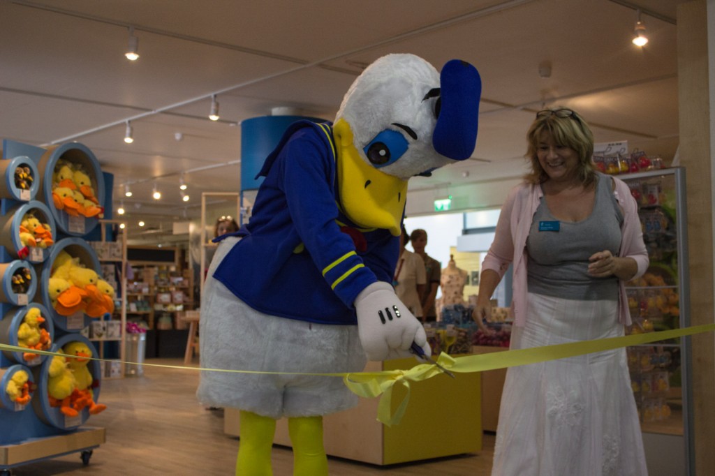 Donald Duck opens the new Slimbridge Centre Shop