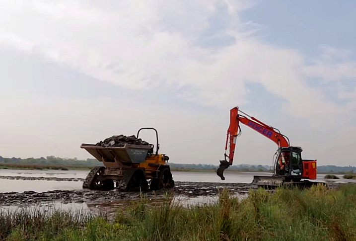 Diggers can do good for wildlife, like creating islands for avocets to nest safely at Slimbridge.