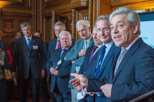 House of Commons Speaker John Bercow MP introduces co-hosts Martin Spray of WWT to his immediate left, and Zac Goldsmith MP far left.