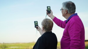 Friends of Welney committee members Ann & Chris Beer with the new bat detectors