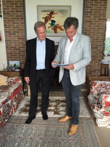 Neil Carmichael MP and WWT's CEO Martin Spray check out the artwork in Sir Peter Scott's study