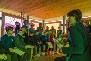 Schoolchildren at WWT Llanelli's new water lab - kindly supported by HSBC