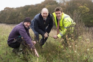 L-R WWT Washington Wetland Centre Reserve Manager John Gowland with Sunderland City Council Leader Councillor Paul Watson and Project Manager for the New Wear Crossing for the council Kristian Haagensen.