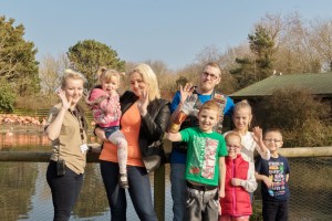 Alan, mum Hannah and family, with WWT's Heini Evans