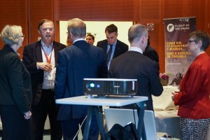 Foreground: WWT's CEO Martin Spray and Peter Morris facing away Background L-R: Julie Girling MEP, Peter Hanley DG-Env, Florian Carmona DG-Pres, Petras Auštrevičius MEP, Molly Scott Cato MEP 