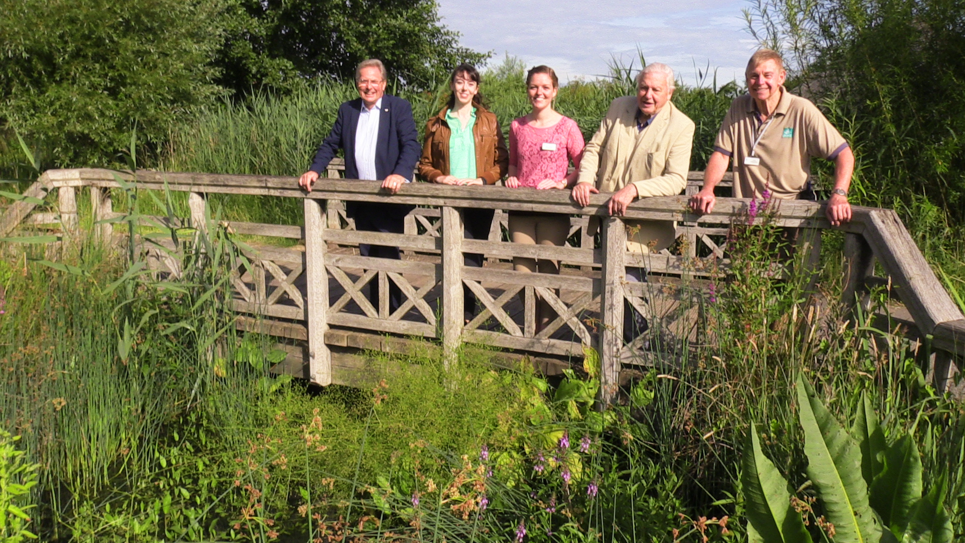 Representing the WWT family: Martin Spray, Lizzie Guntrip, Maria Zuckschwert, David Attenborough and David Cowmeadow