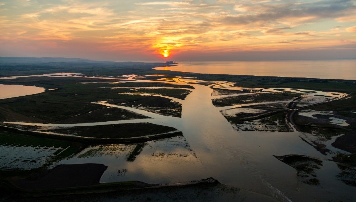Newly recreated wetland at Steart Marshes
