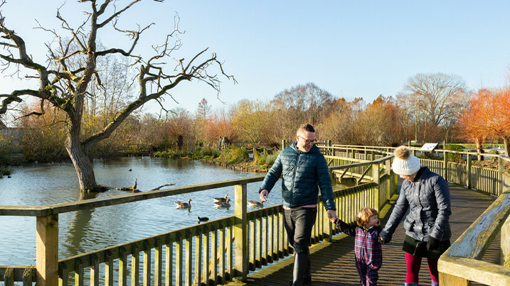 A family at Slimbridge wetland centre