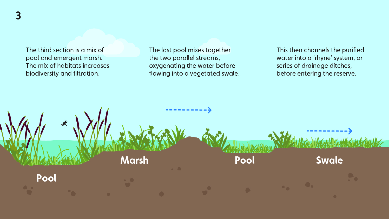 Wetland water treatment system - part 3 - pools and more marsh