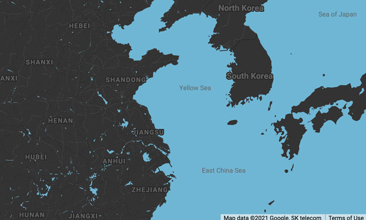 Map of Yellow Sea