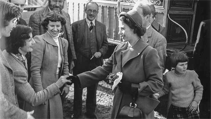 Her Majesty Queen Elizabeth II on her first visit to Slimbridge in 1950