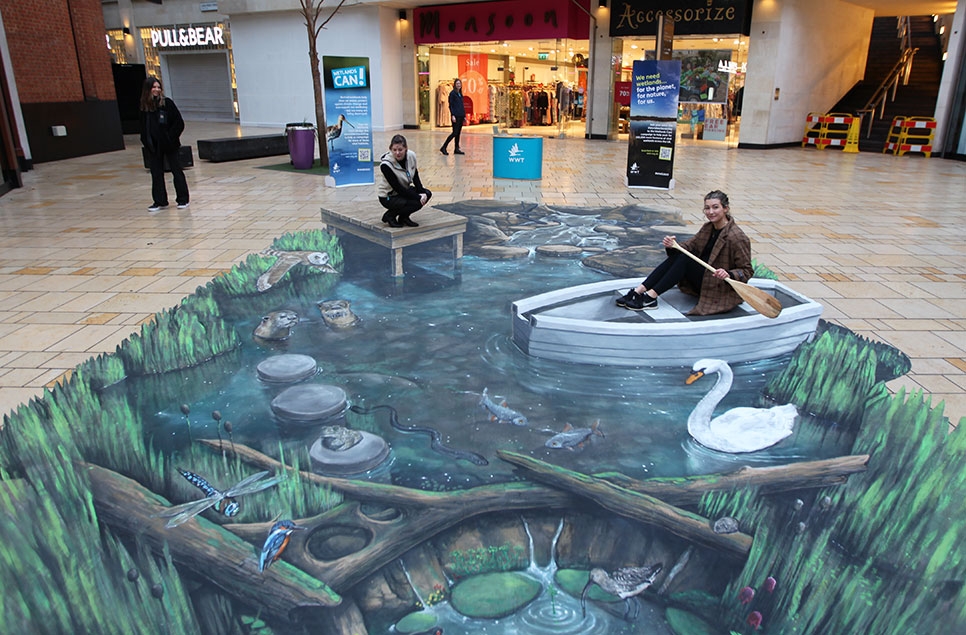 WWT unveils blue recovery vision with World Wetlands Day mural