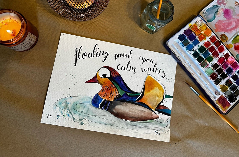 Children's Mandarin duck watercolour workshop