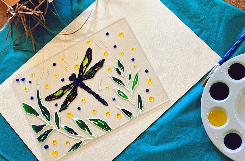 View: Dragonfly glass suncatcher art workshop
