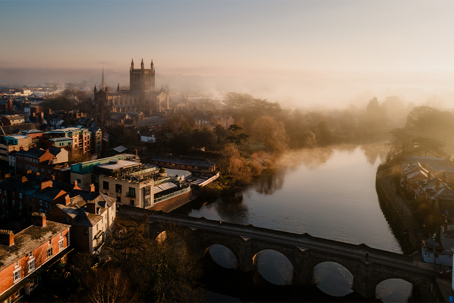 Sunrise over the River Wye in Hereford