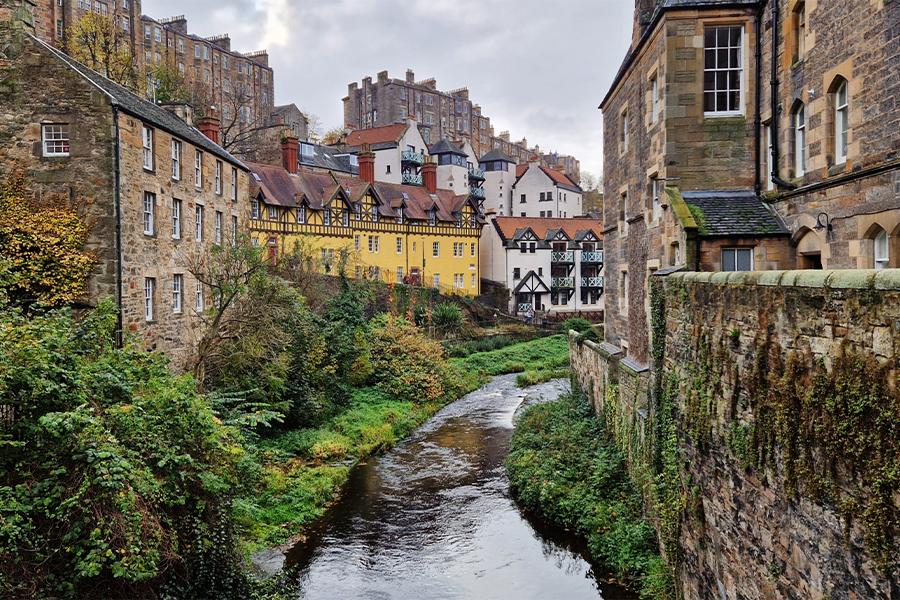 Water of Leith through the historic Dean Village, Edinburgh