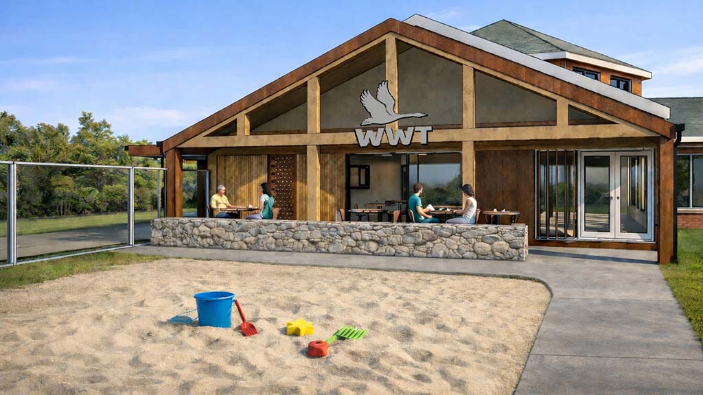 A render image of the new visitor centre at WWT Llanelli